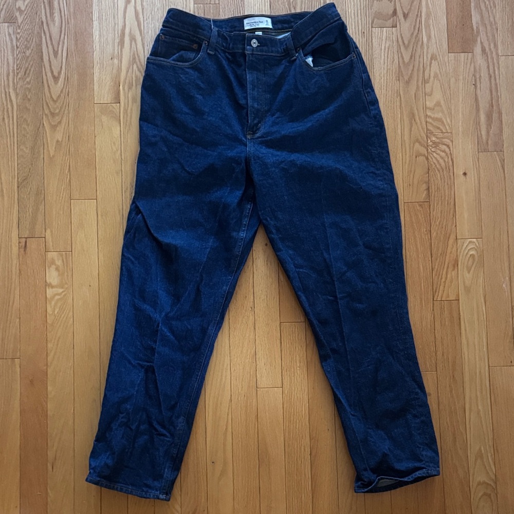 Abercrombie & Fitch curve love ultra high rise 90s straight Navy Blue Jeans